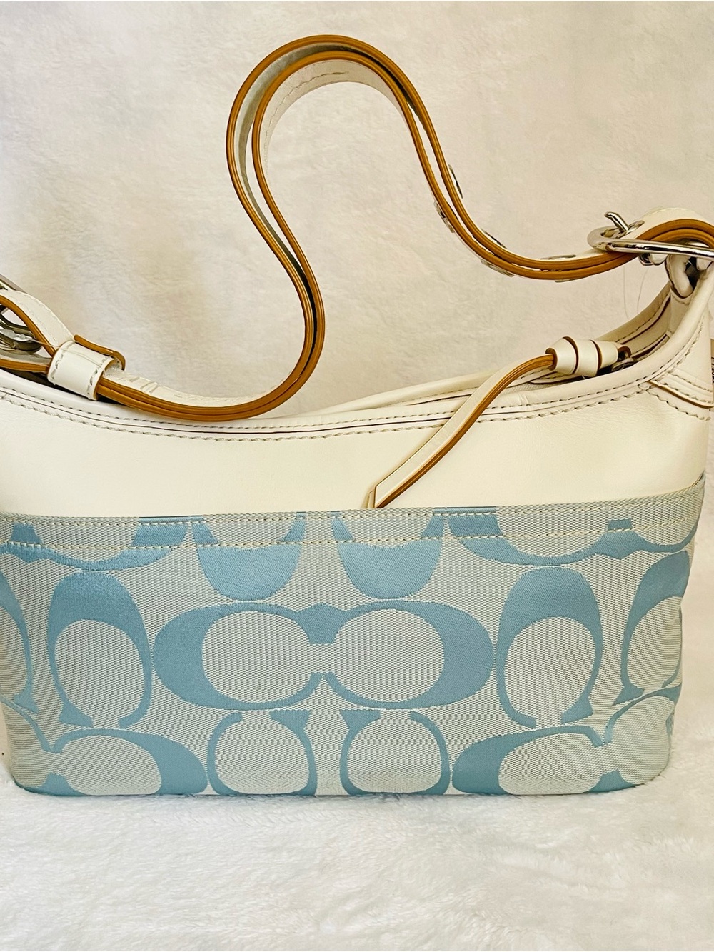 COACH Baby Blue Jacquard Shoulder Bag | Vintage and RARE Pattern!